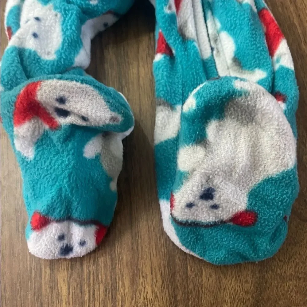 Kidgets Baby‎ Fleece Footed Pajamas 3/6M Polar Bear Print Blue Red Winter